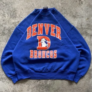 Denver Broncos Vintage Graphic Crewneck Sweater Mens Large 1990s NFL Football - Picture 1 of 7