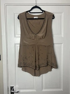 Vintage Ghost Silk Embellished Top UK 16 - Picture 1 of 10