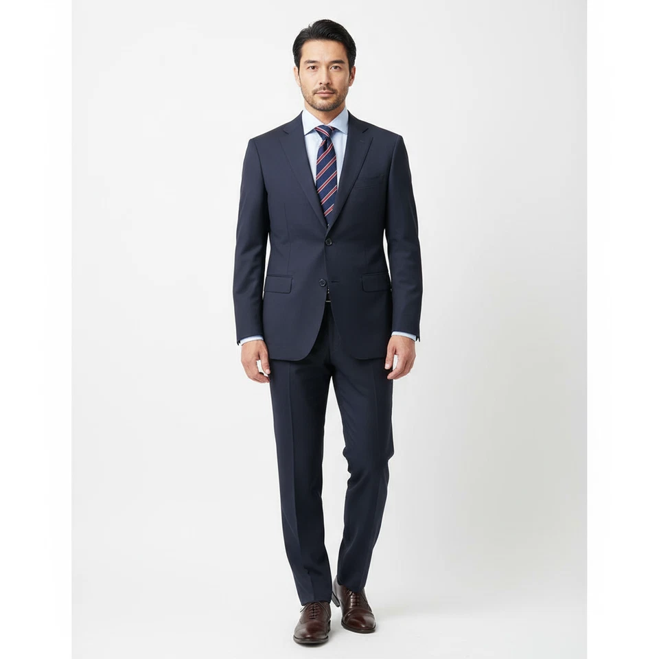 Gino Valentino Suit Coat Mens Size 38 S Navy Blue Single Breasted Two Button Pro - Image 1 of 4