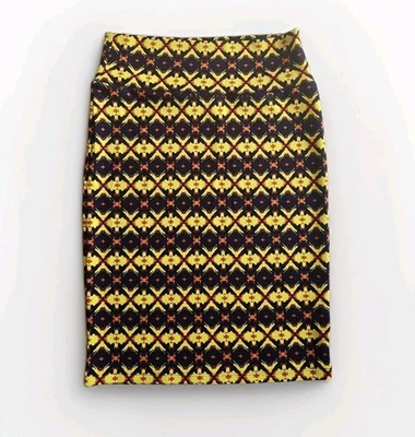 Falda Lularoe Cassie amarilla/multicolor para mujer mediana geométrica lápiz elástica Foto 1 de 4