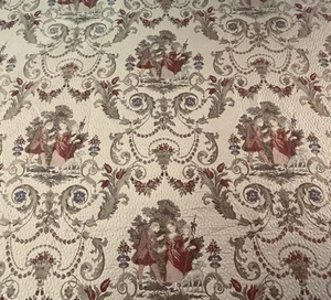 Rare VTG French Tapestry Cameo Toile Upholstery Jaquard Fabric 83” X 54” - Picture 1 of 5