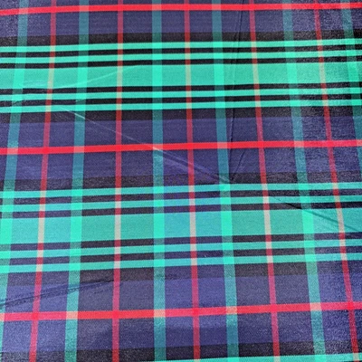 Christmas Holiday NOS Red/Green/Black Tartan Plaid Silky Taffeta 60"x 134" - Image 1 of 4