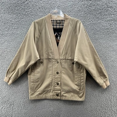 Chaqueta De Colección Aquascutum Para Hombre Pequeña Caqui Tostada Cuadros Forrada Botón Golf Cuello en V Foto 1 de 4