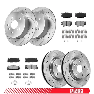 Front & Rear Drilled Brake Rotors + Ceramic Brake Pads for Lexus ES350 2007-2012 Foto 1 de 4