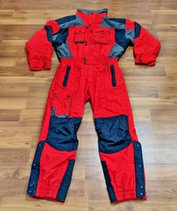 Ossi Skiwear Snowsuit Red Navy Blue Grey Nylon Men's L - Picture 1 of 17