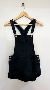 JAY JAYS Label Women Torn Ripped Charcoal Black Denim Shortails Playsuit 10 - Picture 1 of 7