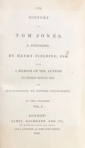FIELDING " TOM JONES " 1831 2 VOLS HC VG CRUIKSHANK ILLUSTRATIONS ORIG PUB CLOTH - Picture 1 of 5
