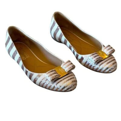 Zapatos planos Salvatorere Ferragamo Varina rosa lentejuelas 7B Foto 1 de 4