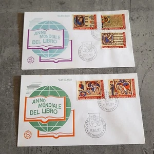 VATICANO ANNO MONDIALE DEL LIBRO 2 FIRST DAY COVER 1972 - Picture 1 of 2