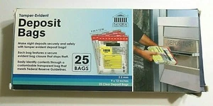 Bolsas de depósito transparentes NADEX Tamper Evident 25 9""x12"" 2,5 mm NUEVAS - Imagen 1 de 4