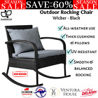 Gardeon Outdoor Rocking Chair Wicker Furniture Garden Patio Lounge Setting Black