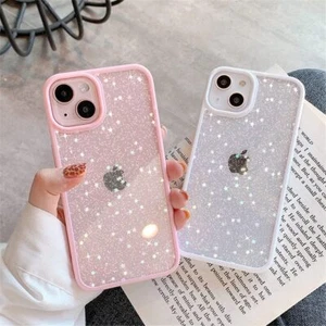 STAR GLITTER Case For iPhone 16 15 14 13 12 Pro Max XR Clear Bling Phone Cover - Picture 1 of 12