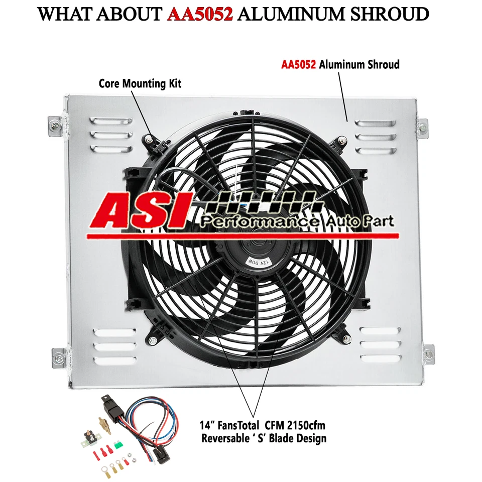 Aluminum Shroud+Fan Relay For 1968-1973 1970 Dodge Dart Plymouth Duster AT MT Foto 1 de 4