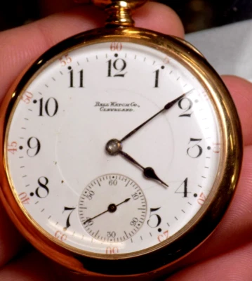 Ball Watch Co. Pocket Watch 17 JEWEL WORKS GREAT KEYSTONE 14 KT 585 SOLID GOLD - Image 1 of 4