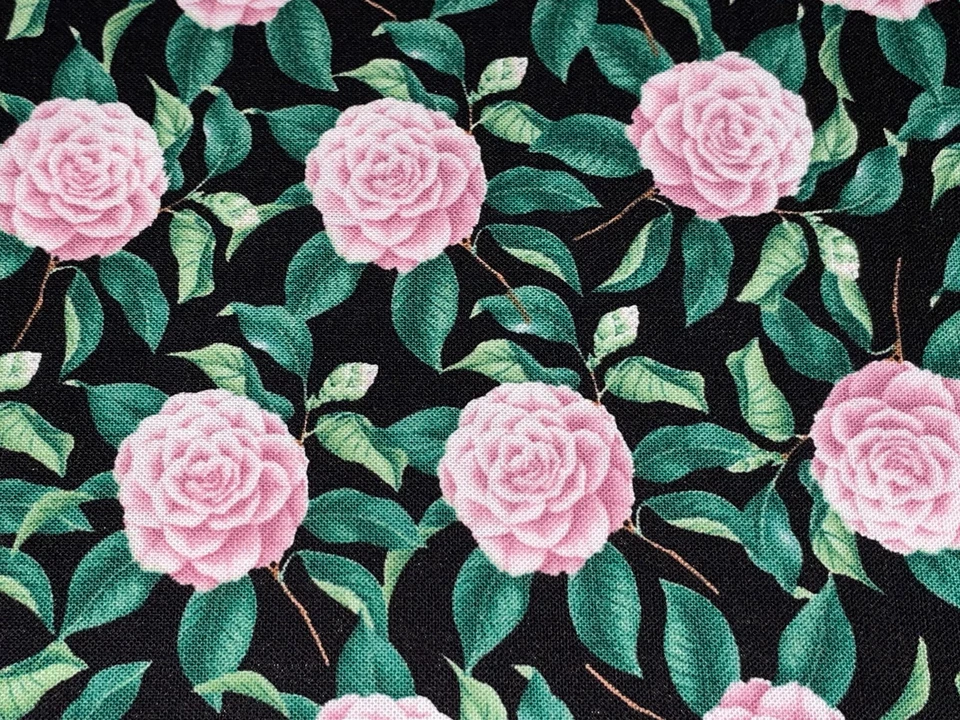 1 yarda Rosa Dalia Peonía Flor Floral POR Tela de Algodón Acolchado en Blanco #6220 Foto 1 de 4