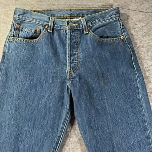 Levis 501 Denim Button Fly Jeans Men 31x32 100% Cotton Made In Egypt Indigo Blue
