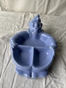 PLATO CALENTADOR DE COMIDA PAYASO AZUL CERÁMICA HANKSCRAFT VINTAGE EE. UU. - Imagen 1 de 3