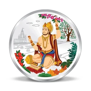 Hanuman Ji Silver Coin / Lord Hanuman Bajrang Bali Color Coin Pure Silver 999 - Picture 1 of 2