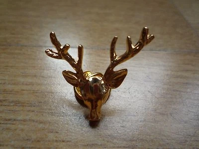 Broche cabeza de ciervo broche cuerno de cuerno de ciervo color dorado corbata sombrero decoración regalo de Navidad Foto 1 de 4