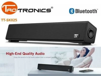 TaoTronics SK025 Bluetooth 5.0 Computer Mini Soundbar Cellphone Speaker SB03 - Image 1 of 4