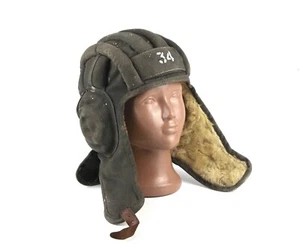 Original Vintage Soviet Union USSR tanker tankman Tank Cap Helmet  WINTER - Picture 1 of 8