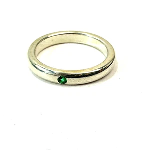 Tiffany & Co. Elsa Peretti Smaragd Stapel Band Ring Silber 925 Gr. US:4 - Bild 1 von 7