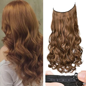 REECHO Invisible Wire Hair 20 Inch Extensions Curly Wavy - Glazed Cinnamon - Picture 1 of 9