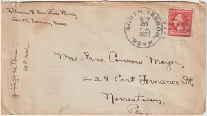1920 South Vernon Mass dpo (Franklin Co) Cover (e88) - Picture 1 of 1