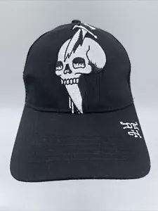 Ed Hardy Trucker Hat Embroidered Tattoo Skull Knife Black Mesh Snapback Cap NWT - Picture 1 of 7