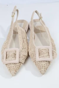 Ballerine Dolce Vita crema macramè pauley a punta slingback taglia 10 - Foto 1 di 16