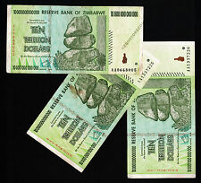 10 Trillion Zimbabwe Dollars x 3 Banknotes AA 2008 Currency 100% Authentic + COA