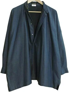 CAMISA ESKANDAR Indigo Denim Azul Cuello Alto Abotonada (1) Ajuste O/S 64" Busto/Dobladillo - Imagen 1 de 6