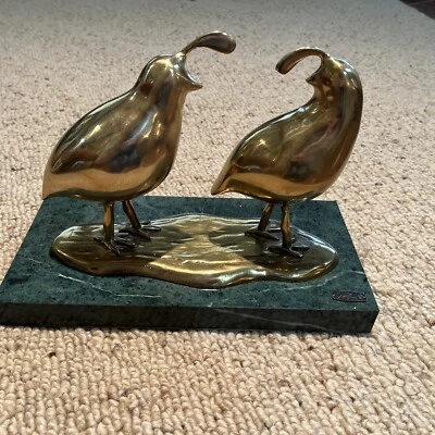 Beautiful Vintage Bjan modernist birds brass sculture figurine on Marble Base - Image 1 of 4