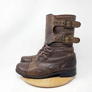 AllSaints Boots Womens 39 Damisi Brown Combat Military Moto Belted Buckle Shoes - Picture 1 of 16