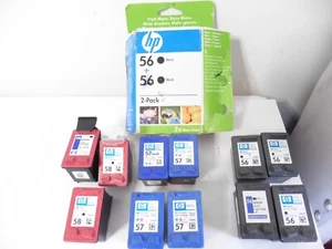 11 x Empty used HP 56 + HP 57 + HP 58 mainly genuine Printer Cartridges - Photo 1/1