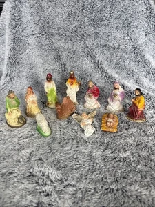 Vintage Kreidegeschirr Krippenfiguren 40er Jahre Könige Hirten Engel Tiere wie besehen - Bild 1 von 17