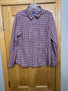 Vintage Pendleton Shirt Womens L Purple 100% Wool Flannel Plaid Button USA - Picture 1 of 6