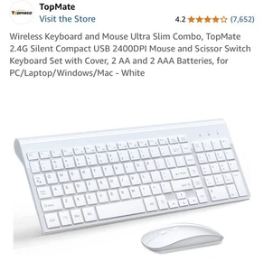 Topmate KM9000 Combiné clavier et souris sans fil ultra fin blanc silencieux compact - Photo 1/8