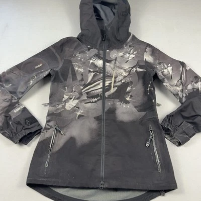 Volcom Shot 3L  Jacket Womens M Black Gray Goretex RECCO All Over Print Ski Coat - Image 1 of 4
