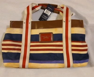 Women's Red, White & Navy Blue TOMMY HILFIGER Canvas Tote Purse Handbag - Image 1 of 4