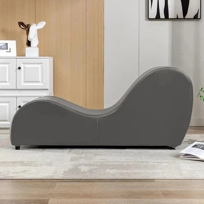 Chaise Lounge Silla Sexual Yoga Gris Imitación Cuero Sin Brazos Curvado Adulto Tumbona Nueva Foto 1 de 4