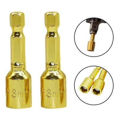 Socket Adapter Hexagonal 2pcs 45mm Length 1/4inch Hand Drill Bits Sleeve - Image 1 of 4