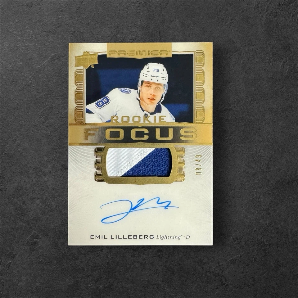 2024-25 Premier EMIL LILLEBERG /49 Gold Premier Focus Auto Patch Rookies #PFR-EL - Image 1 of 2