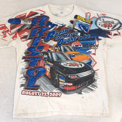 Camiseta NASCAR Y2K Sharpie 500 Bristol Speedway con estampado total a dos caras Foto 1 de 4