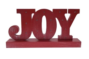 Hallmark Joy Lighted Sign 14.5" x 7.5" Vintage Metal Look  - Picture 1 of 5