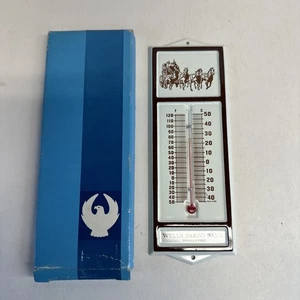 Vintage WELLS FARGO BANK ADVERTISEMENT THERMOMETER 6.5 ”METAL SIGN Near Mint NOS - Picture 1 of 11