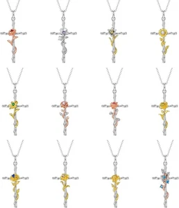 FOREVER QUEEN Sonnenblume Halskette Ring für Damen S925 Sterling Silber Herz Neckl - Bild 1 von 6