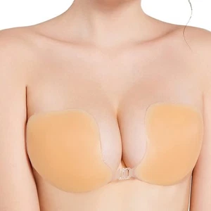 New Niidor Adhesive Sticky Bra Nipple Covers Nude Strapless Dress Bra Size D - Picture 1 of 6