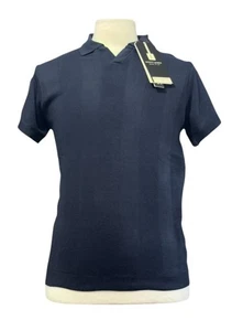 Scott James England Knit Polo Short Sleeve Men's Medium Navy Blue NEW - Picture 1 of 7