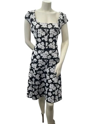 Tommy Hilfiger Dress Womens Size 12 Black White Floral Short Sleeve NWOT - Image 1 of 4